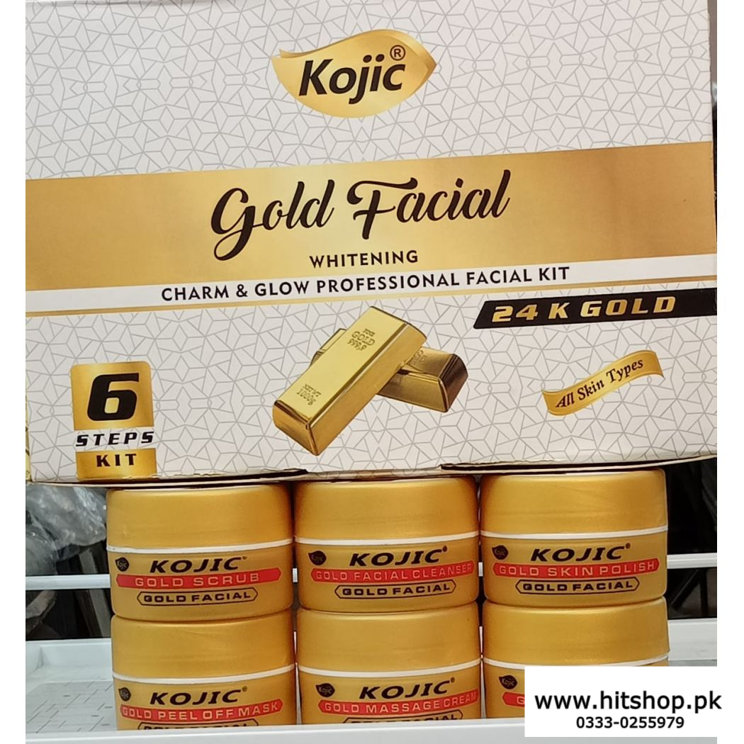 24k Gold Kojic Gold Facial Whitening Facial Kit 6 pcs 